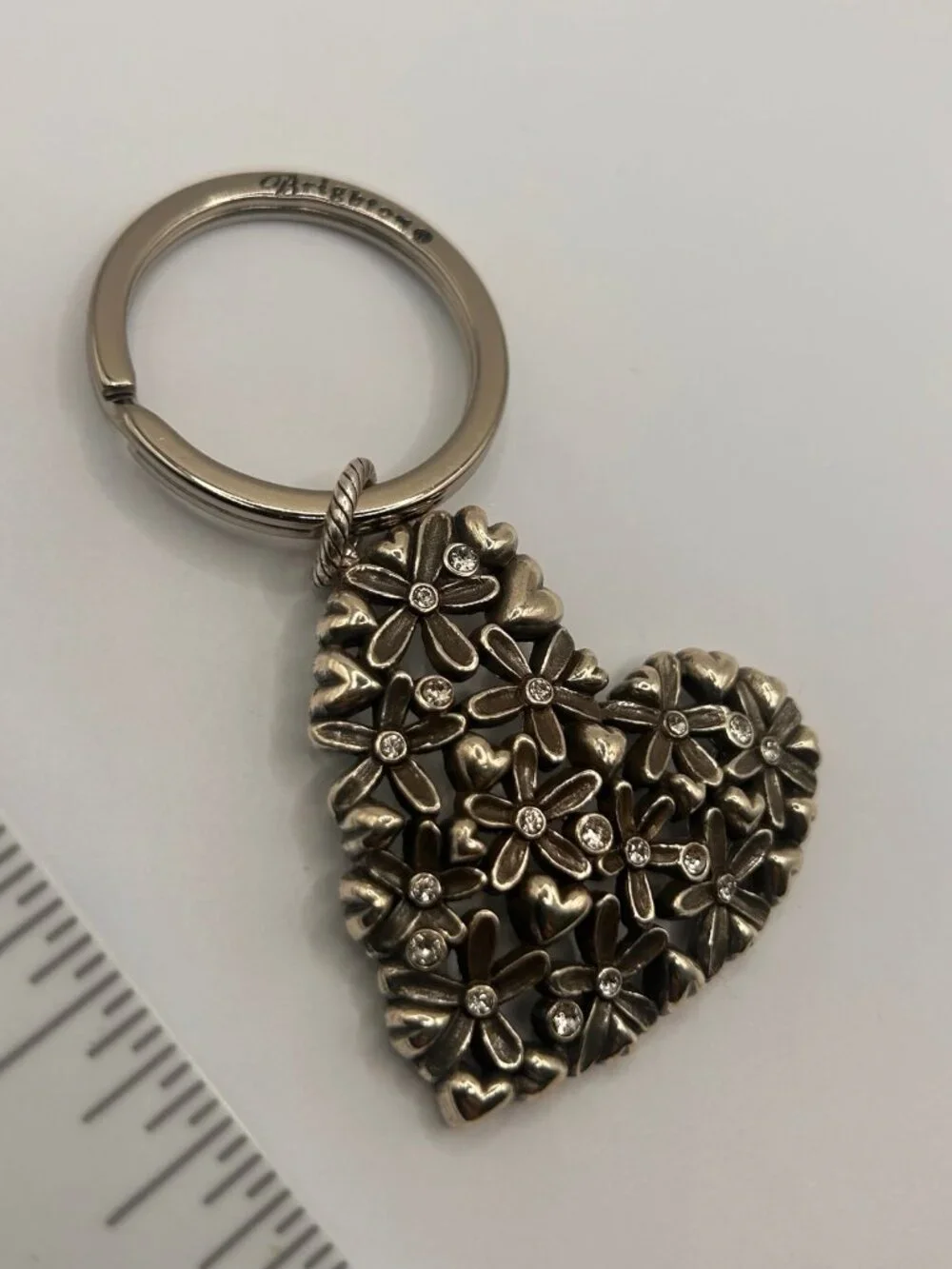 Brighton Wild Flowers Heart Custom key fob ring chain NWOT